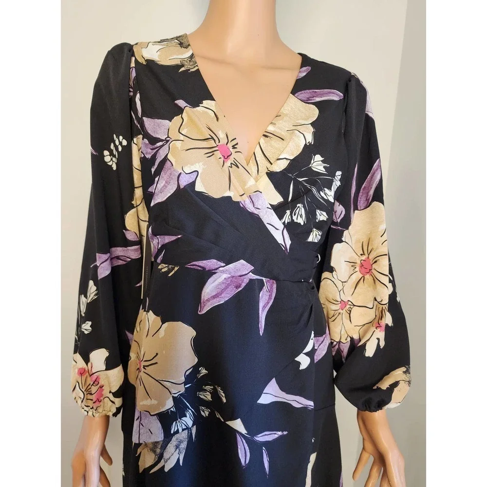 Anthropologie Hutch wrap dress size XS Petite Black motif NWT - Picture 5 of 10